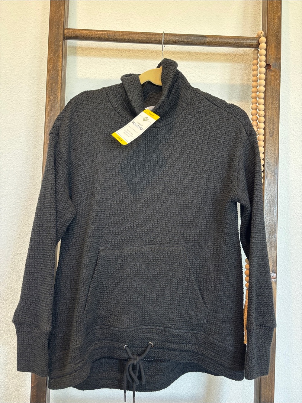 🌚Women’s Charcoal Funnel-Neck Waffle Knit Sweater